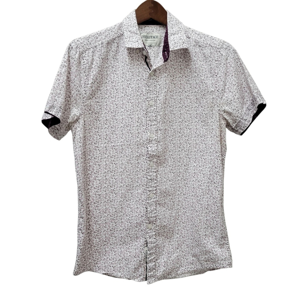 Heritage Report Collection Floral Slim-Fit Short Sleeves Shirt Men's Size Small - Picture 1 of 7